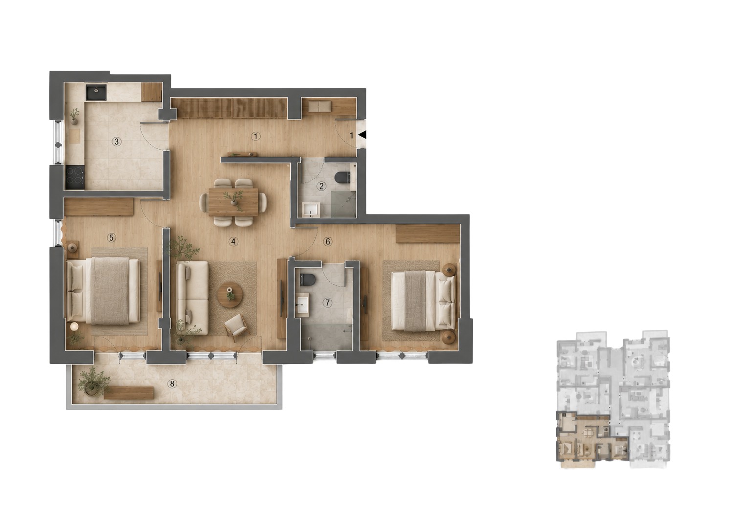 Plan Apartament 3 camere